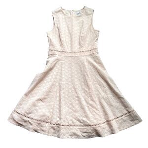 Calvin Klein Fit and Flare Lace Dress Lined Zip Up Light Pink Knee Length Size 4